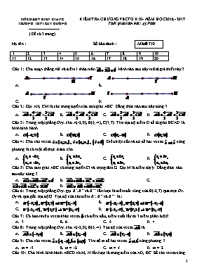 Kiểm tra chương vectơ khối lớp 10 - Năm học 2016 - 2017